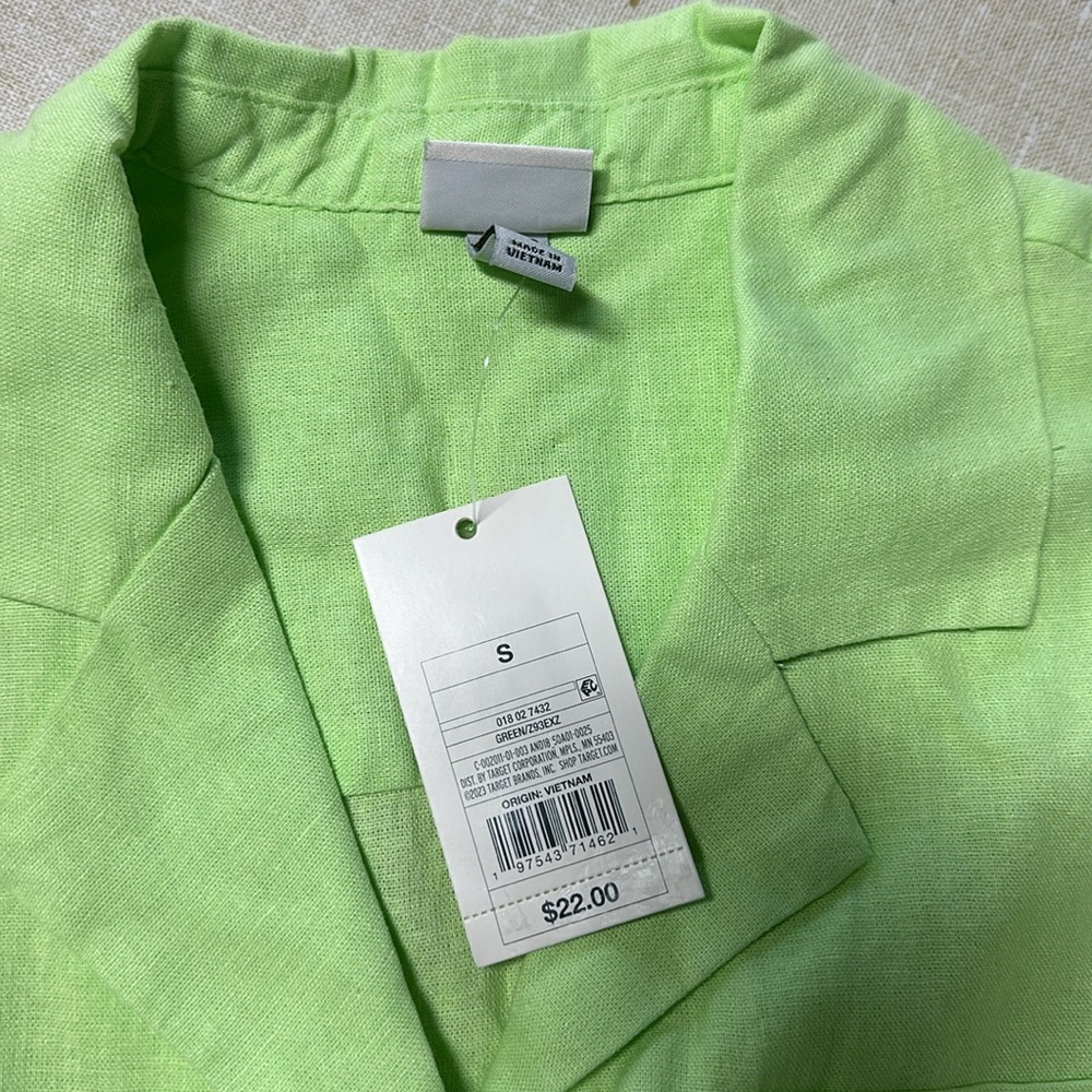NWT A New Day Short Sleeve Womens Top Green 55% Linen & 45% Rayon - Picture 4 of 6